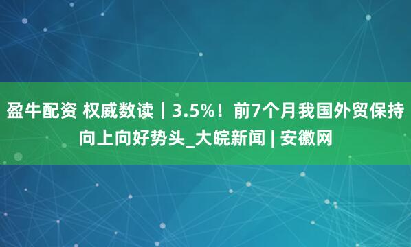 盈牛配资 权威数读｜3.5%！前7个月我国外贸保持向上向好势头_大皖新闻 | 安徽网